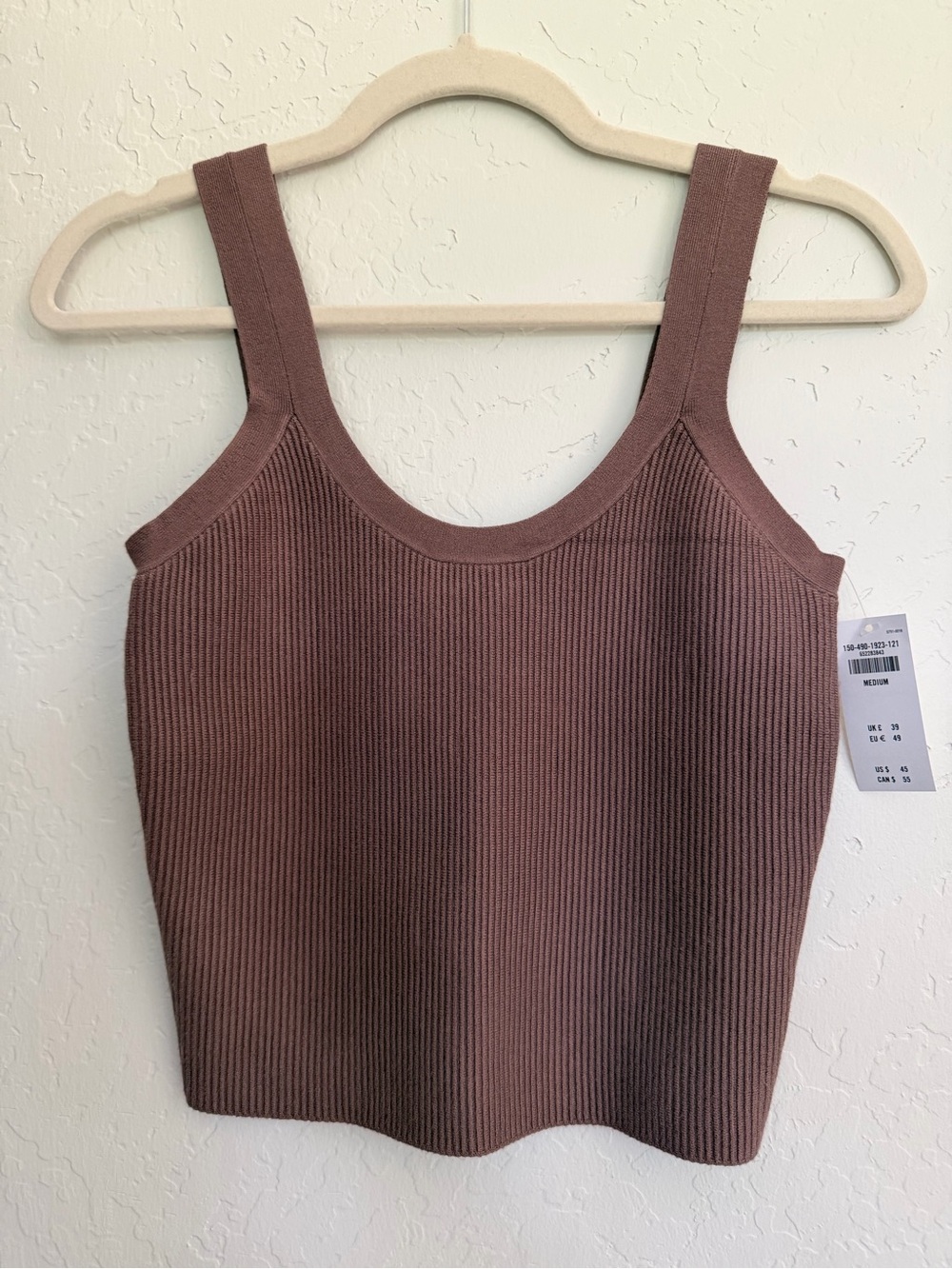 Abercrombie & Fitch Ribbed Knit Scoop Neck Tank Top Mauve Brown M NWT